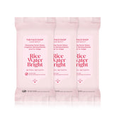 The Face Shop x Glamzilla Rice Water Bright wipes pack front for quick cleansing on the go.