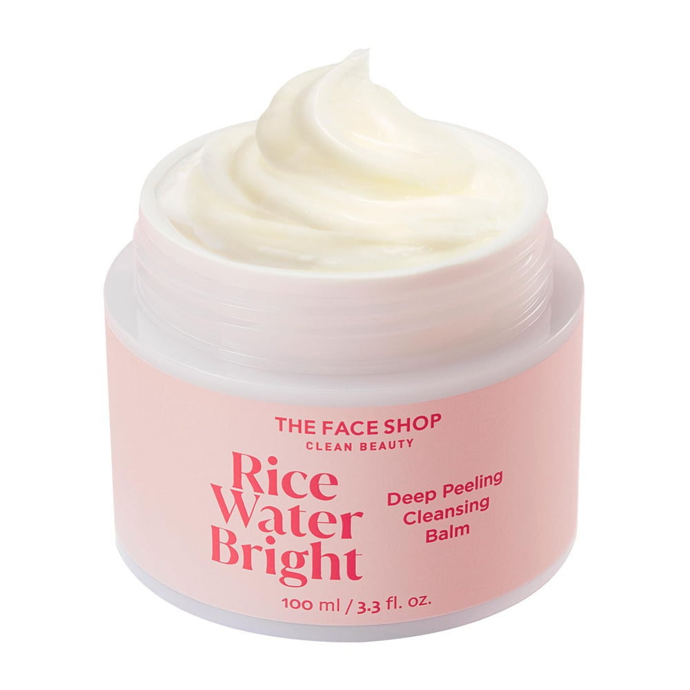 The Face Shop Rice Water Bright Cleansing Balm jar removes makeup gently.