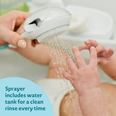 The First Years Rain Shower handheld shower head gives custom water control.