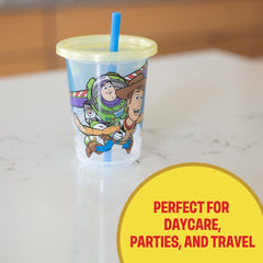 The First Years Toy Story cups showing translucent sides to view remaining drink