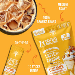 The Frozen Bean caramel macchiato iced frappe for refreshing, low-sugar indulgence