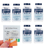 The FryOilSaver Company Steramine tablets pack6 with QT-10 bottles side view for professional sanitation.