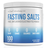 The Good Intentions Club fasting electrolytes unflavored bottle supports hydration during fasting.