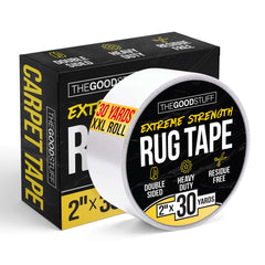 The Good Stuff rug tape holds a rug securely on wood floor for safety.
