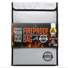 The Good Stuff fireproof document bag front view showing ample 15x11 storage.