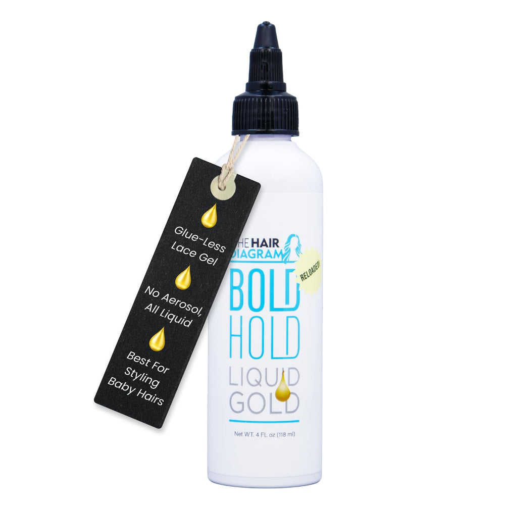 The Hair Diagram Bold Hold Liquid Gold bottle for lace wig hold