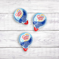 The Hampton Candy Company French Vanilla creamer singles pour shot, smooth mix in hot or cold drinks.