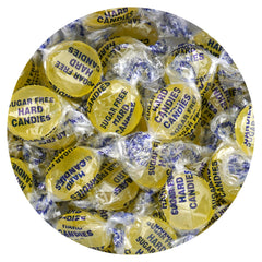 The Hampton Candy Company sugar-free lemon drops in a front-view bag showing value and convenience.