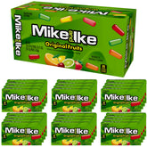 Mike and Ike Original Fruits box front shows five flavors for sharing at lunchboxes