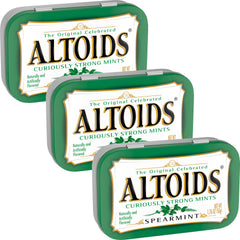 The Hampton Candy Company Spearmint Curiously Strong Mints pack front showcases refreshing breath essentials.