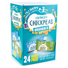 The Happy Snack Company Crunchy Chickpeas sea salt balsamic close-up – savory, crunchy snack.