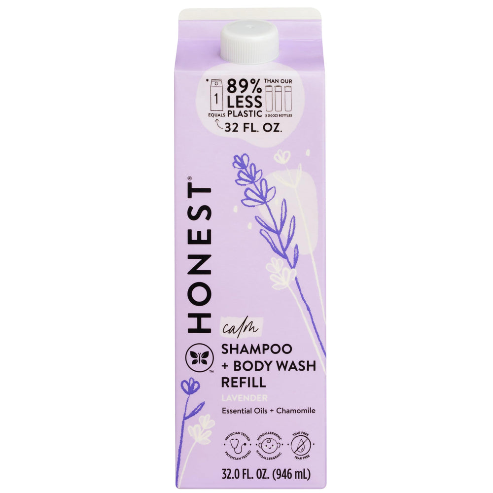 The Honest Company 2-in-1 bottle pour for gentle tear-free baby cleanse.