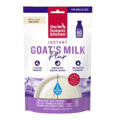 The Honest Kitchen packaging with scoop for goat milk powder, easy probiotic use.