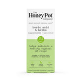 The Honey Pot 7-Day Boric Acid Suppositories pack highlighting pH balance support
