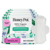 The Honey Pot herbal pads with wings in packshot for regular flow
