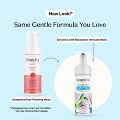 Foaming lather from The Honey Pot feminine wash for comfortable cleansing.