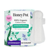 The Honey Pot Company herbal overnight pad with wings for secure night protection.