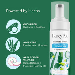 The Honey Pot ingredients feature cucumber and aloe for soothing skin care.