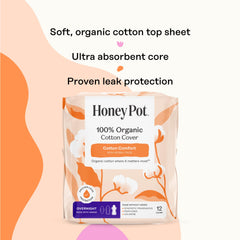 The Honey Pot non-herbal pad with wings in package emphasizes discreet daily wear.