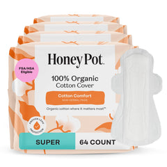 The Honey Pot non-herbal super pads with wings provide secure daily protection.