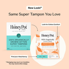 The Honey Pot organic cotton core tampon offers plant-based comfort and safety