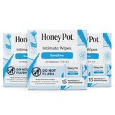 The Honey Pot Sensitive Feminine Wipes with individual wraps for on-the-go freshness