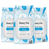 The Honey Pot Sensitive Wipes front pack for daily refreshing and pH-friendly care.