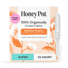 The Honey Pot super absorbency tampon with bio-plastic applicator for secure protection