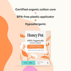 The Honey Pot tampon with textured finger grip applicator enables slip-free insertion