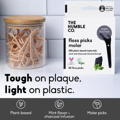 The Humble Co angled floss head reaches molars for thorough cleaning