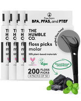 The Humble Co charcoal molar floss picks angled for back-teeth cleaning