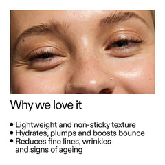 The INKEY List Collagen Peptide Serum dropper image demonstrates precise application to smooth fine lines.