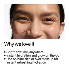 The INKEY List Hydro-Surge Dewy Mist spray showing a lightweight veil for refreshed skin