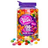 The Jelly Bean Planet jar front showing bulk flavor variety for gifting