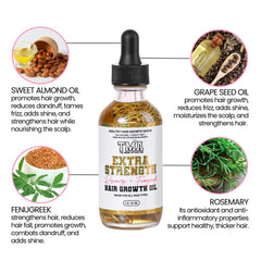 The Mane Attraction Rosemary Fenugreek Oil scalp-application shows easy massage for healthy roots.