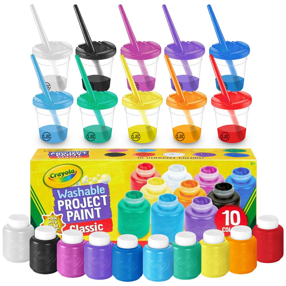 The Mega Deals Kids Painting Set full kit displays organized paints and brushes for easy art sessions.