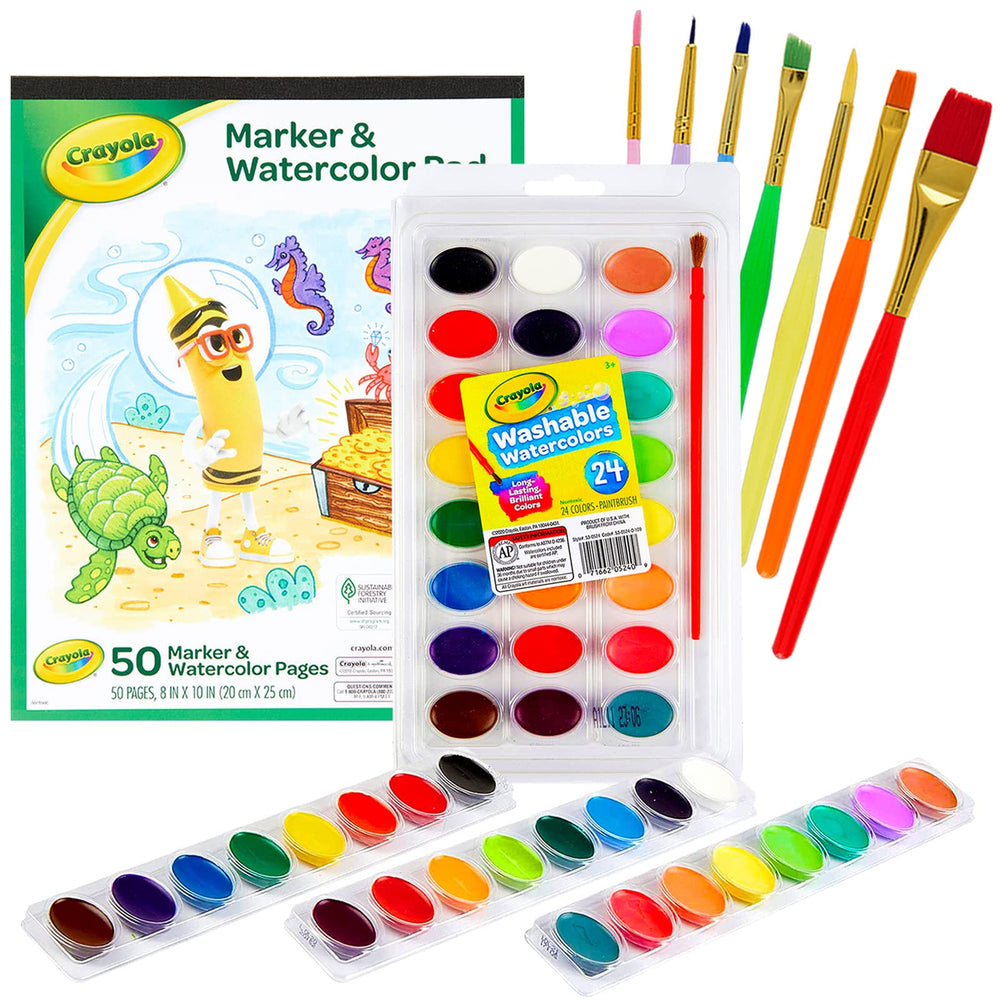 The Mega Deals watercolor set with 24 colors for vivid kid-friendly art.