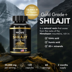 The MONK Shilajit capsules closeup for easy daily vitality