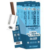 The New Primal grass-fed beef stick pack shot for on-the-go snacking