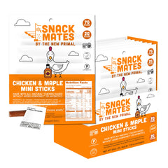 The New Primal Snack Mates Chicken and Maple Stick mini jerky in lunchbox, ideal for school snacks