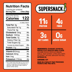 The Only Bean Buffalo Edamame Snacks in hand, ready for a high-protein on-the-go snack.