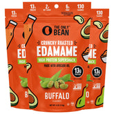 The Only Bean crunchy roasted edamame buffalo pack, high-protein on-the-go snack.