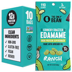 The Only Bean edamame ranch snack 0.9oz pack, protein-rich on-the-go option.