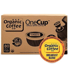 The Organic Coffee Co. Family roaster image emphasizes sustainable farming and fair trade practices