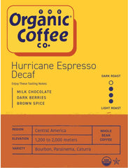 The Organic Coffee Co. Hurricane Espresso Decaf, pour-over setup ready for aromatic morning ritual.