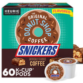 The Original Donut Shop Snickers coffee pods box ready for quick mornings.