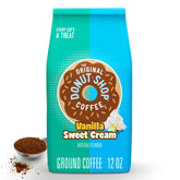 The Original Donut Shop vanilla sweet cream coffee bag highlighting rich vanilla flavor.