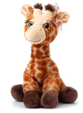 The Petting Zoo Lash'z giraffe with eyelashes and bow, ideal for imaginative play.