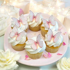 The Pretty Cake Shop edible butterflies close-up reveals delicate, lifelike wing details.