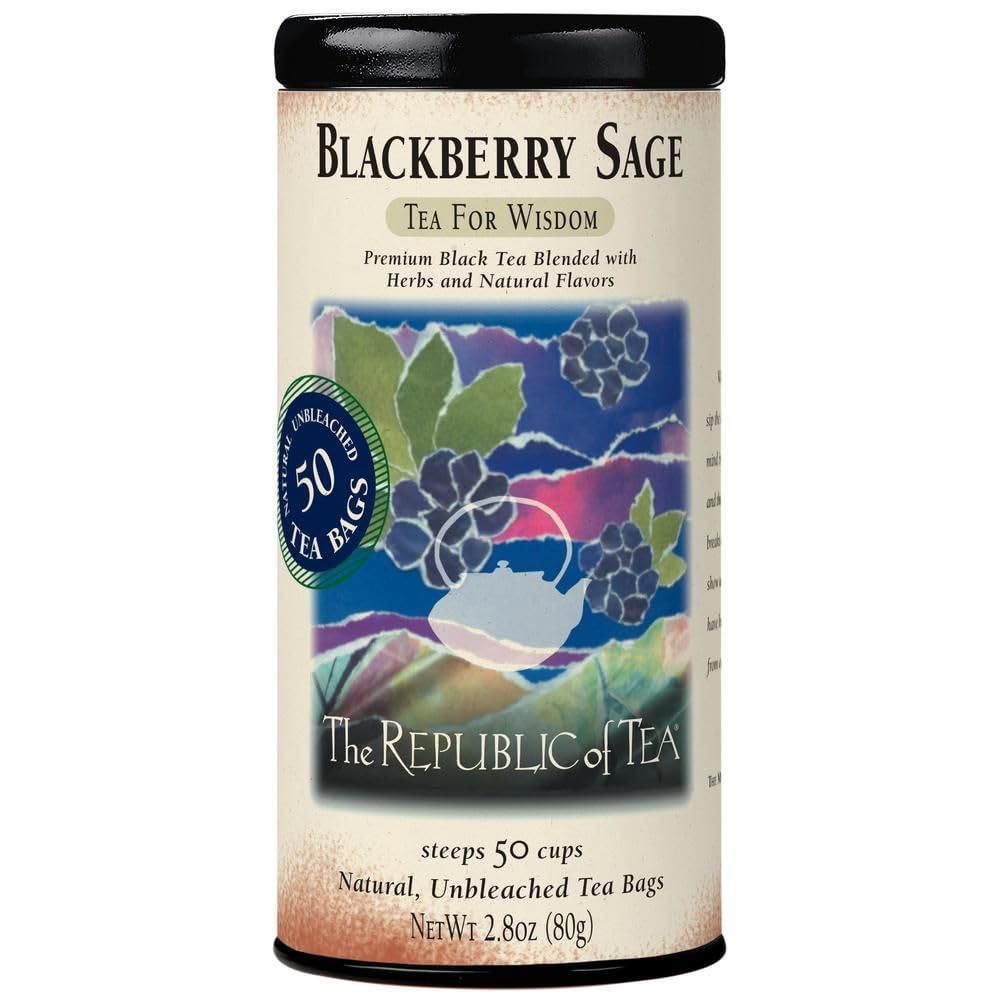 The Republic of Tea Blackberry Sage tea bags ready for a soothing ritual.